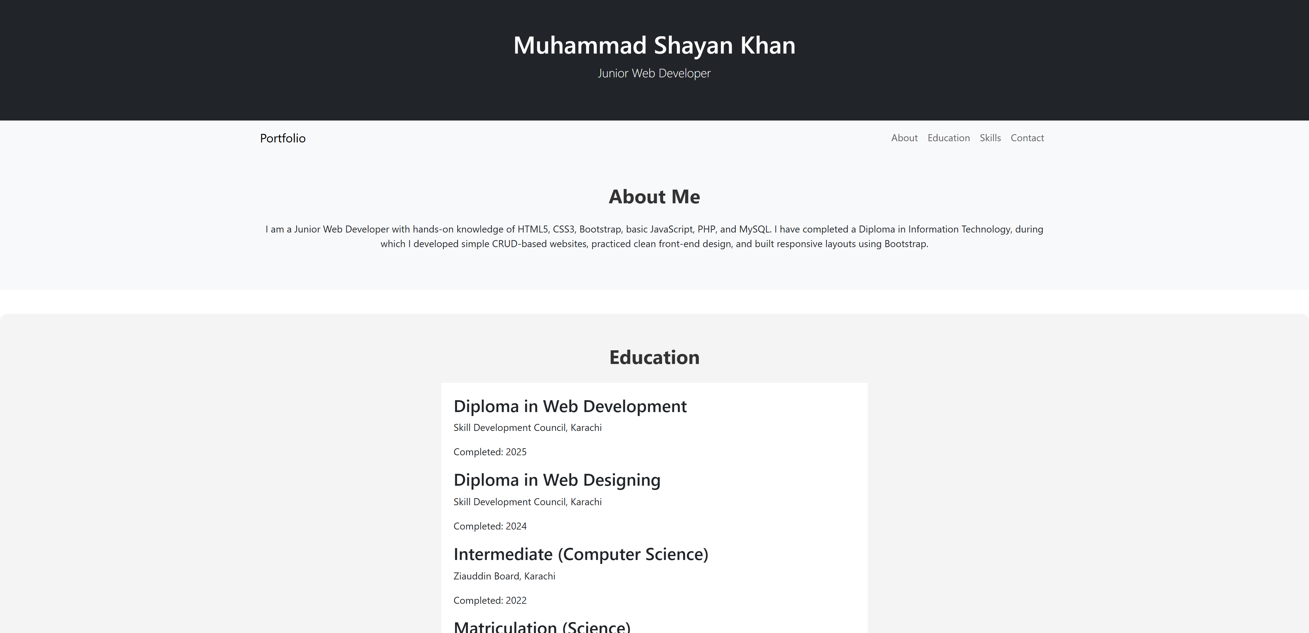 Portfolio Website Screenshot